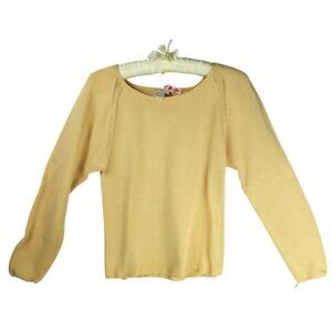 Calvin Klein Yellow Woman's Pullover 100% Cotton Sweater Medium
